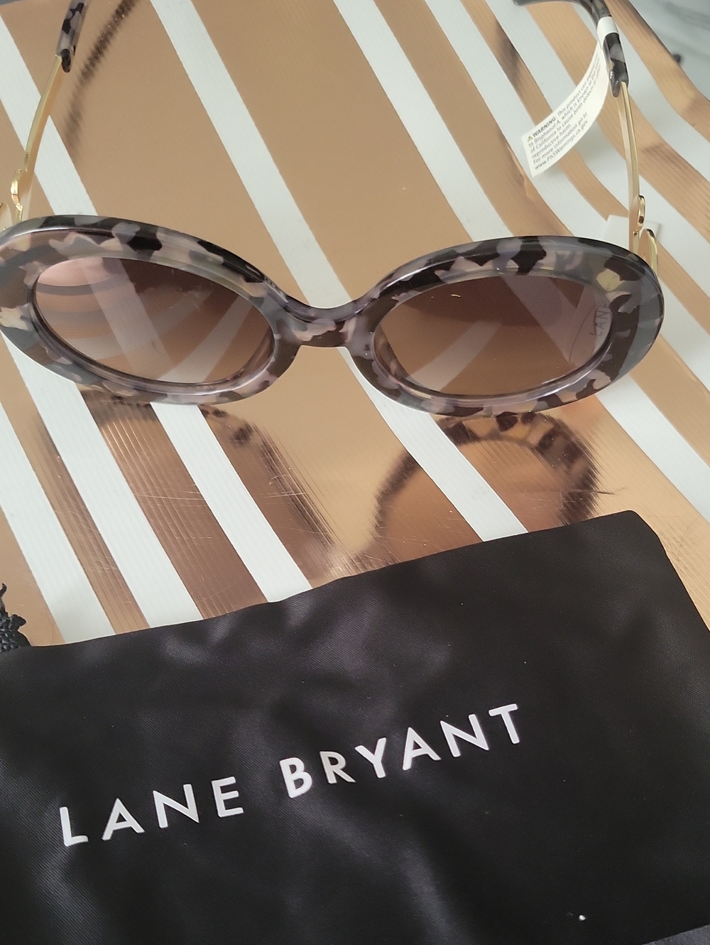 Lane BryantTortoise Print Circle Sunglasses with Gold Arms